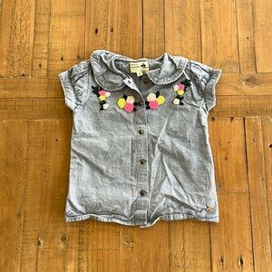 Cherry crumble floral chambray blouse